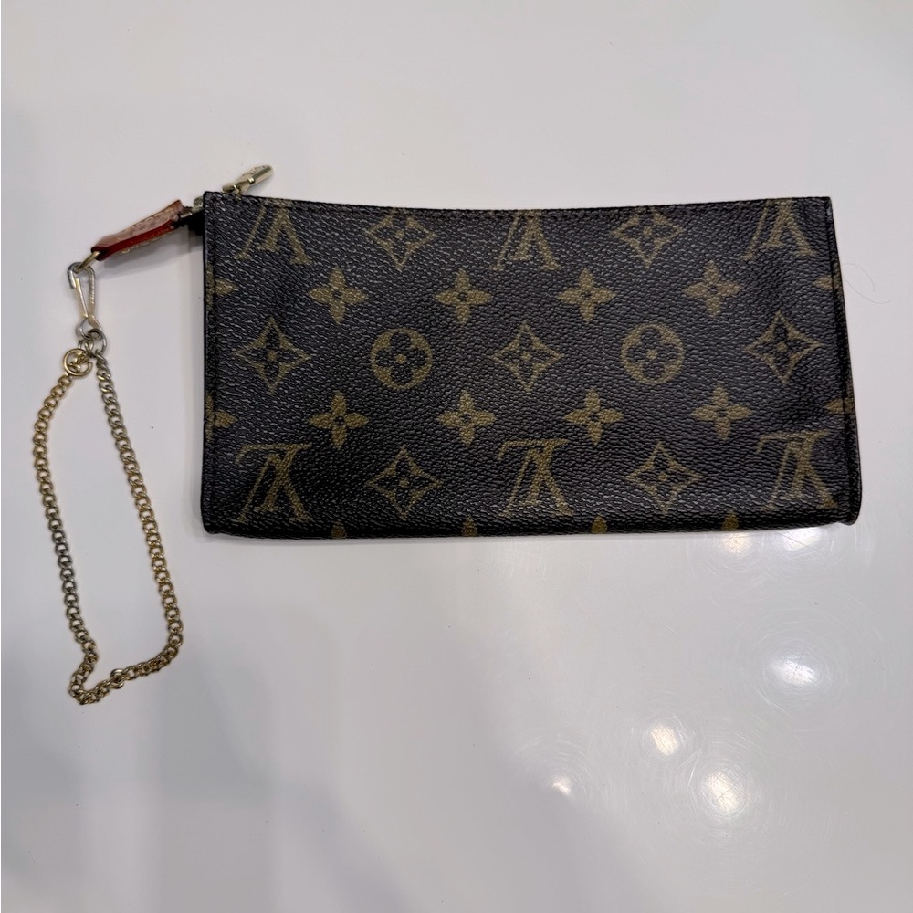 Louis Vuitton Brown Monogram Wristlet with Gold Hardware
